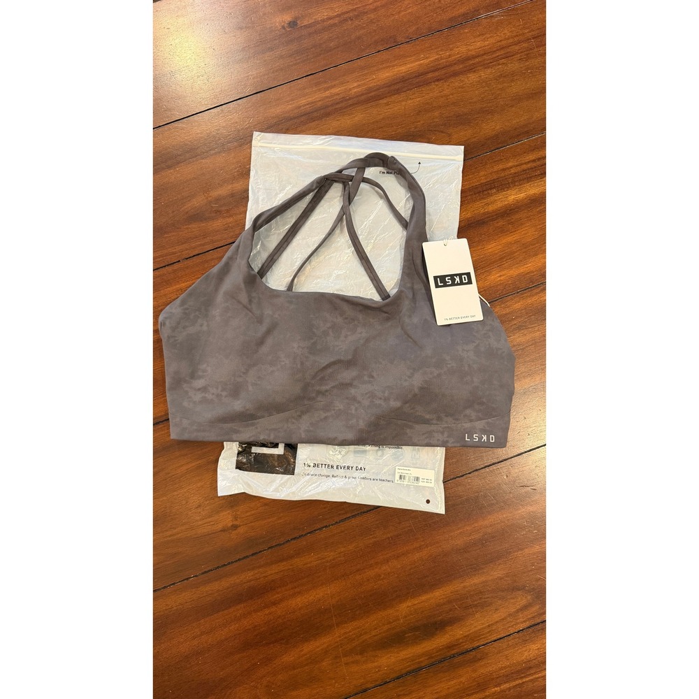 LSKD Aspire Sports Bra‎ Dark Storm Wash 2XL Strappy Back NEW NWT
